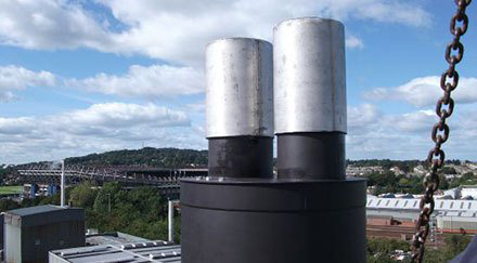 Large black and silver fat chimney system