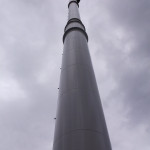Large steel chimney with top platform