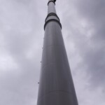 Large steel chimney with top platform