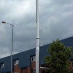 Stainless steel chimney with spiral design at the top
